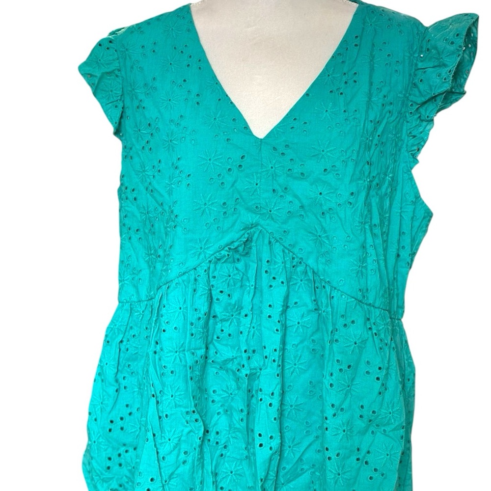 Andree Blue Flutter Sleeve Wrap Blouse